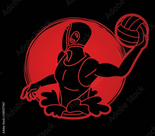 Water Polo player cartoon graphic vector