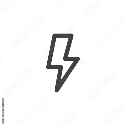 Lightning flash line icon. linear style sign for mobile concept and web design. Flash outline vector icon. Symbol, logo illustration. Vector graphics