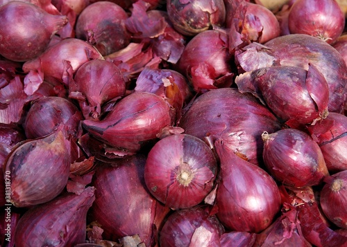 red onions for cooking or salad close up