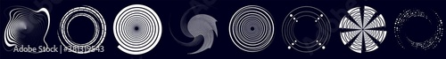 Swirl, sworls, twirls and spiral vector set. Helix, volute shapes with rotation, revolve ripple effect. Spiral icons