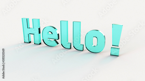 'Hello' text, 3D render