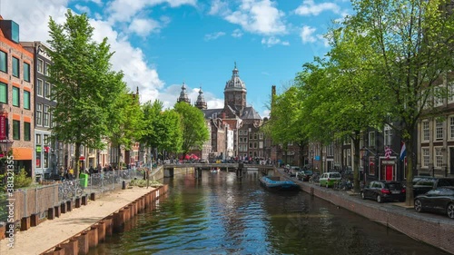 Amsterdam city skyline and canal video time lapse in Amsterdam, Netherlands