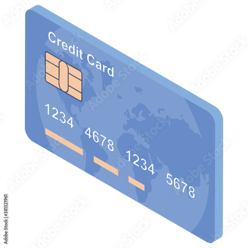  Credit card icon, isometric design. 