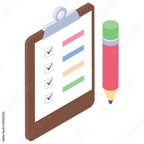  Checklist icon, isometric design. 