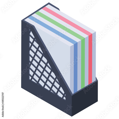 
File rack icon, isometric design.
