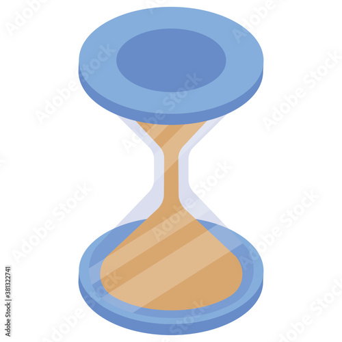 
Hourglass icon, isometric design.
