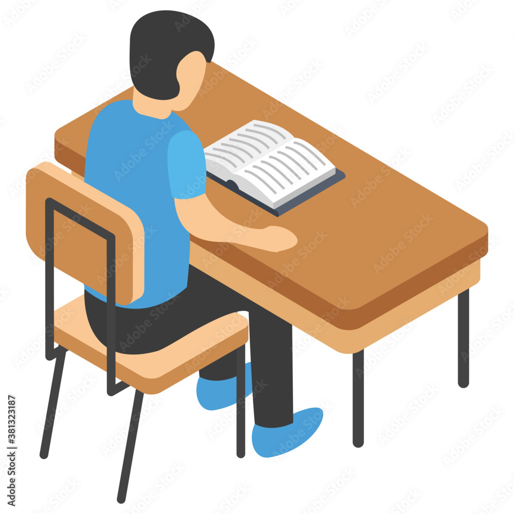Fototapeta premium Flat icon design of learning student 
