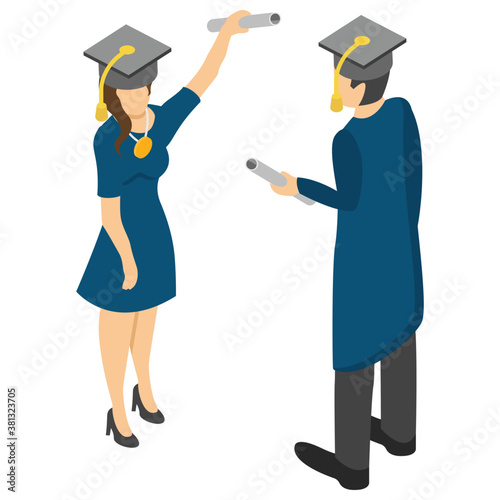 
Flat icon design of degree holder 
