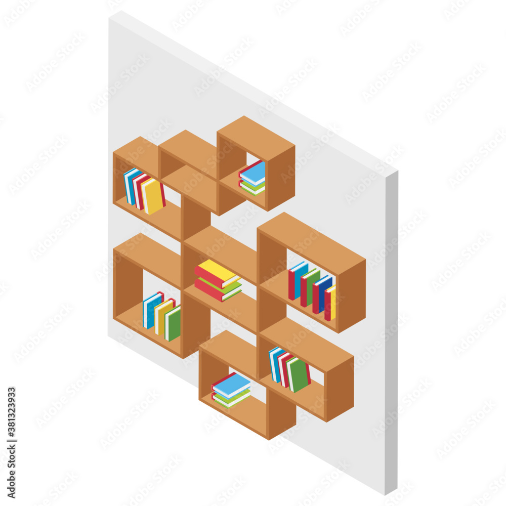 
Flat icon design of bookshelf 
