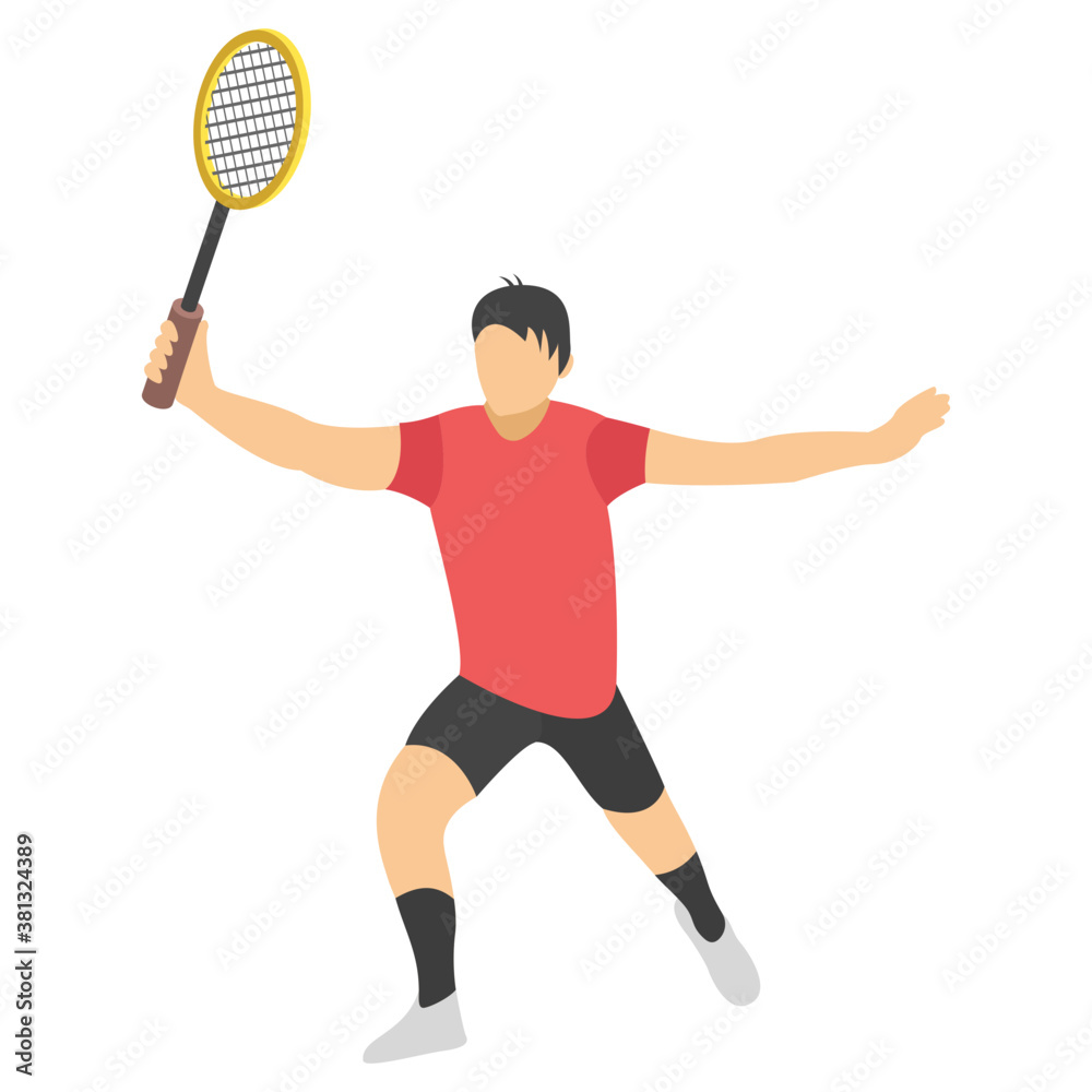 
Sports day flat icon design, racket player  
