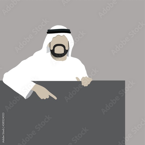middle eastern man pointing to a board