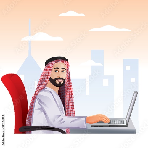 middle eastern businessman working in the office