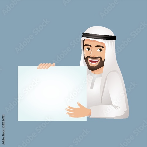 middle eastern man with a blank board