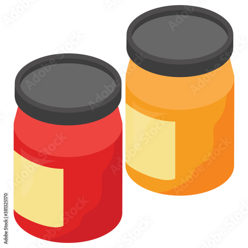 
Flat isometric icon of jam jar.
