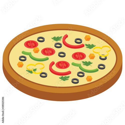 
Pizza, flat isometric icon.
