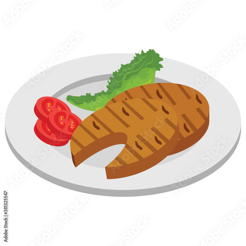 
Flat icon design of medium rare beef steak
