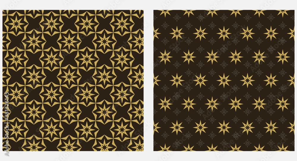 Modern background pattern with gold stars on a black background vector graphic