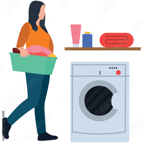 
Flat icon design of laundry, washing clothes concept 
