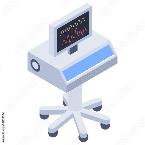 
Cardiogram isometric vector, ecg icon 
