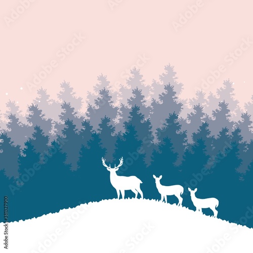 Reindeers in the forest