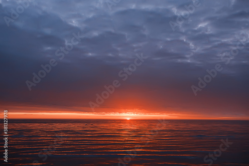 abstract sunset on the lake, landscape water and sky, blurred view freedom nature concept © kichigin19