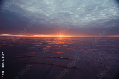 abstract sunset on the lake  landscape water and sky  blurred view freedom nature concept