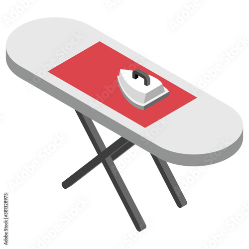 
isometric icon design of ironing board 
