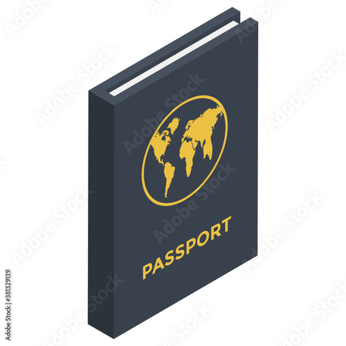 
International passport isometric icon design 
