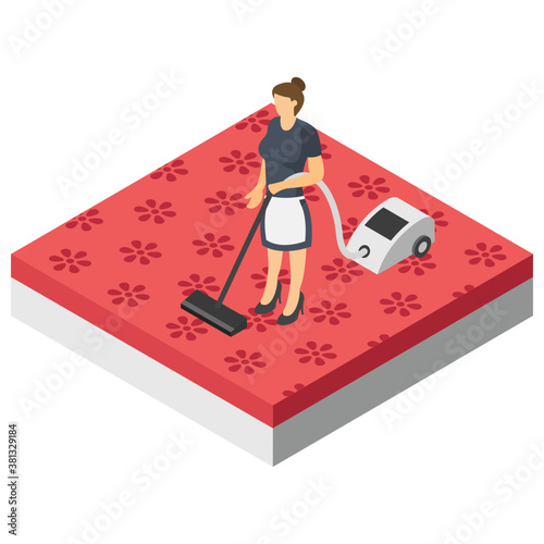
Room cleaning services isometric icon design, vacuum cleaning 
