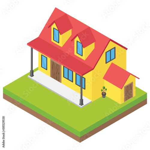 
Isometric icon of a house 
