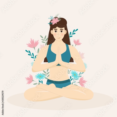 girl in the Lotus position meditation