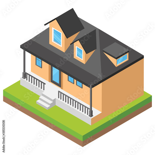 
Modern house isometric icon 
