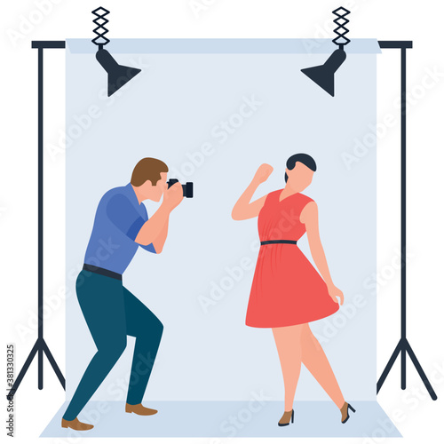 
Photography illustration flat vector, photoshoot concept 
