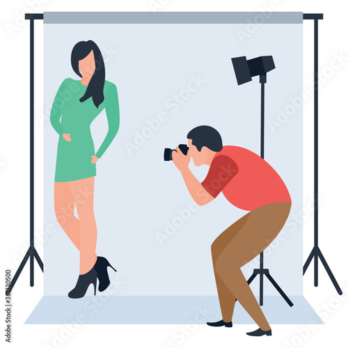 
Photography illustration flat vector, photoshoot concept 
