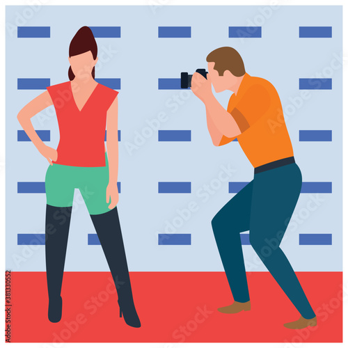 
Photography illustration flat vector, photoshoot concept 
