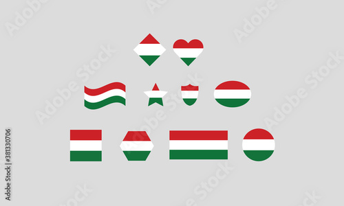 Free Download Hungary flag set shape symbol vector illustration - GFXLoad