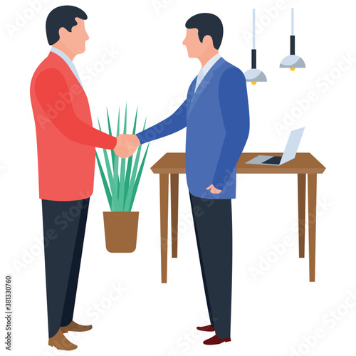 
Office flat illustration vector, business deal 
