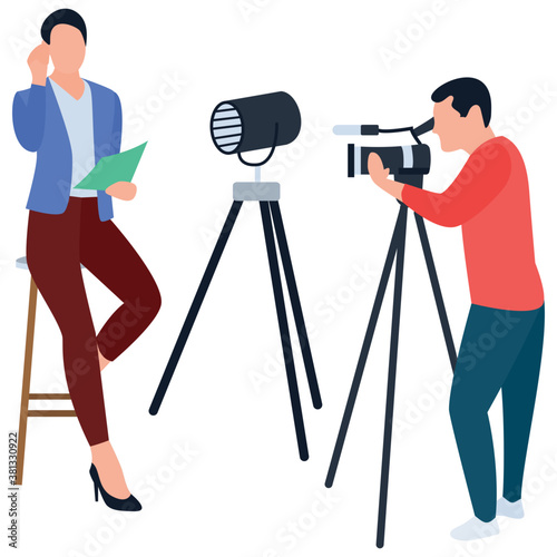 
Photography illustration flat vector, photoshoot concept 
