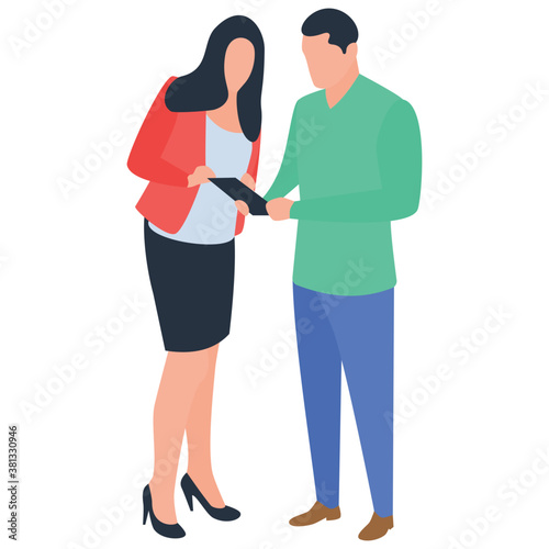 
Staff discussion flat vector illustration 
