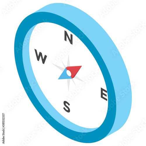  Isometric icon of compass, 