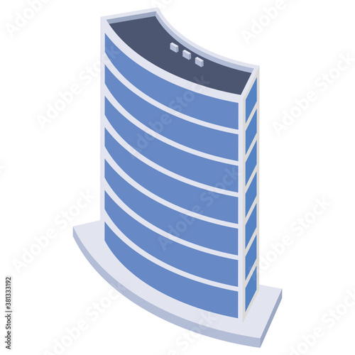 
Isometric vector icon of skyscraper.
