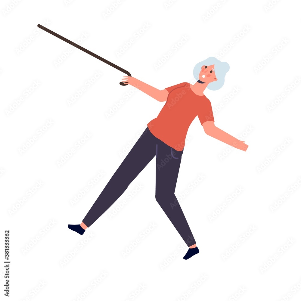 Falling Elderly People concept. Vector illustration in cartoon style