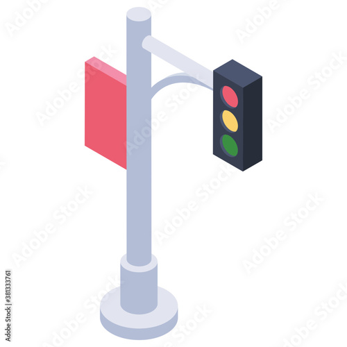 
Traffic signal, isometric vector icon.
