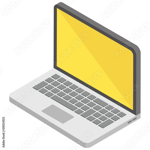 
Folded mini computer, laptop 3d icon 
