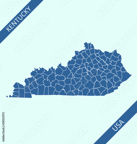 Counties map of Kentucky USA photo