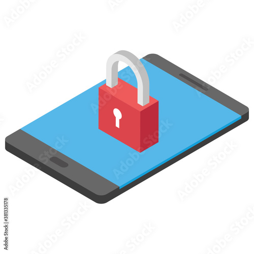 
Phone lock to save from unauthorized person, 3d vector  
