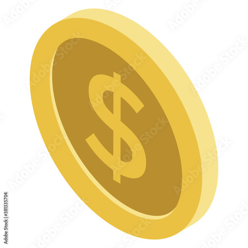 
Dollar coin isometric vector icon 
