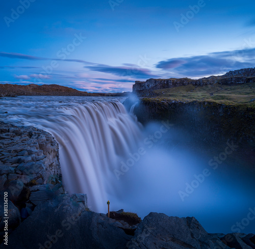 Dettifoss Waterfall at Sunset  Iceland.