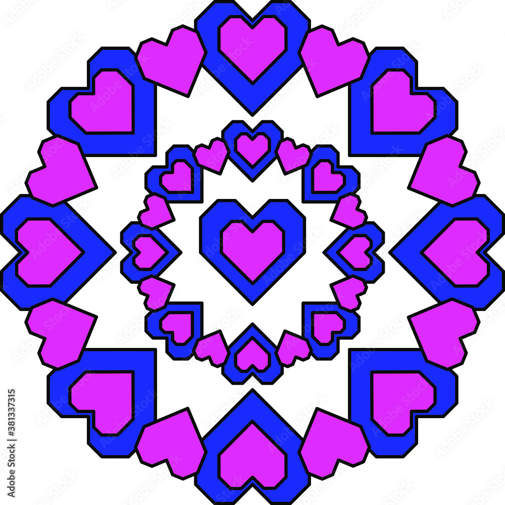 hearts drawn along a line with bubbles inside and outside. multi-colored hearts make different shapes. hearts drawn along a line with bubbles inside and outside. multi-colored hearts make different shapes.