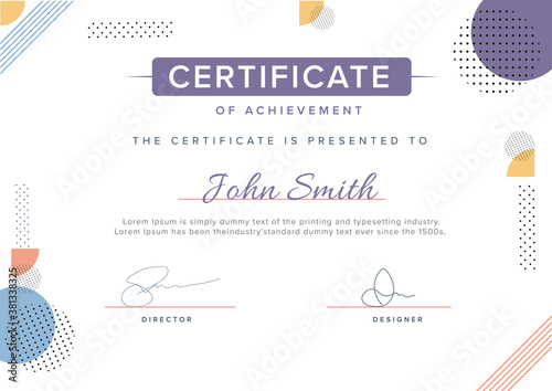 Abstract Certificate Of Achievement Template Layout in White Color.